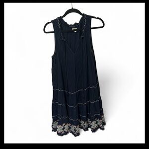 Max Studio Navy Dress with Embroidered Detailed